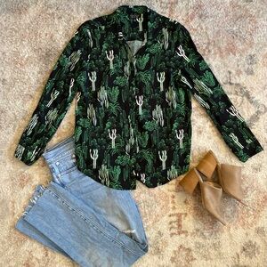 Topshop Cactus Button Down Blouse